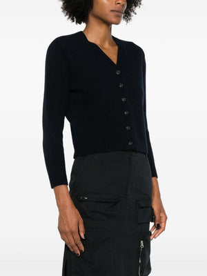 MAISON MARGIELA Elegant Navy Wool V-Neck Cardigan