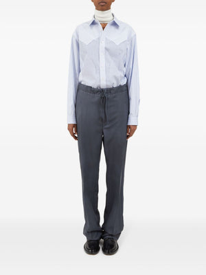 MAISON MARGIELA Charcoal Gray Drawstring Pants with Mid-Rise Waistband and Reinforced Ankles