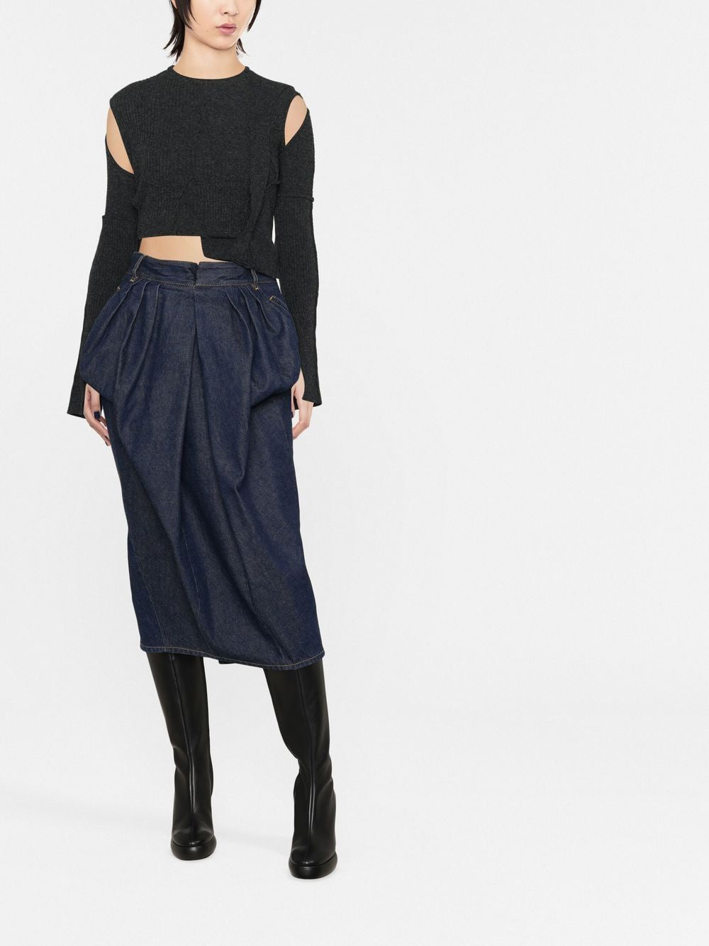 MAISON MARGIELA Pleated Denim Mini Skirt for Women