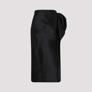 Elegant Black Silk Blend Midi Skirt for Women - SS23 Collection