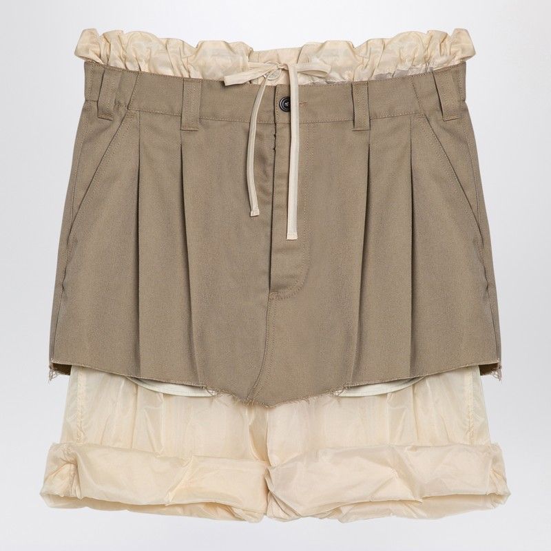 MAISON MARGIELA Beige Mini Skirt Trousers with Layered Design