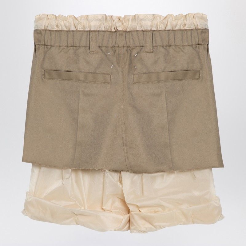 MAISON MARGIELA Beige Mini Skirt Trousers with Layered Design