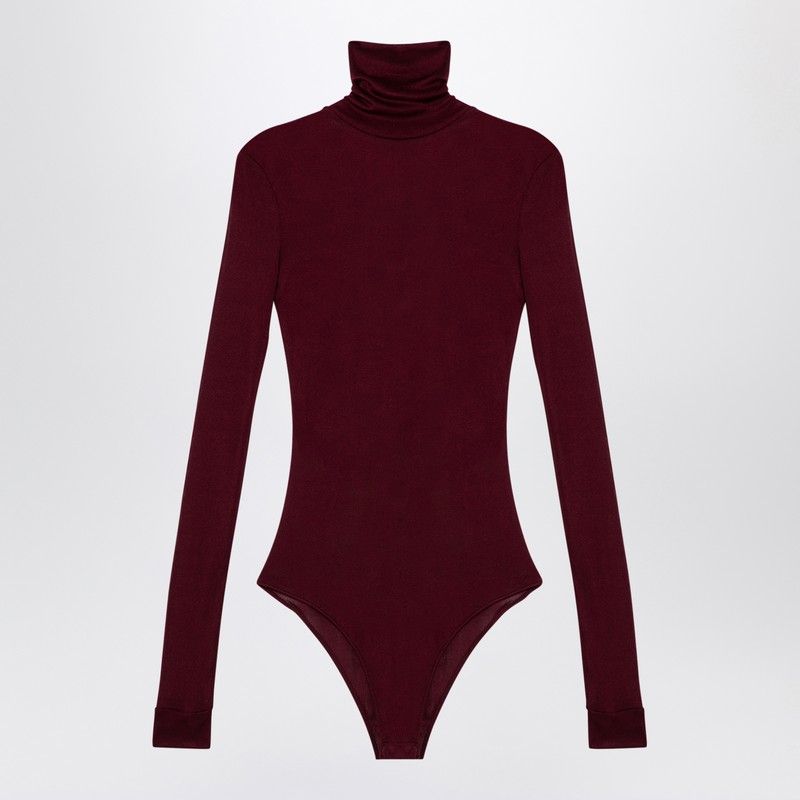 MAISON MARGIELA Elegant Burgundy Turtleneck Bodysuit