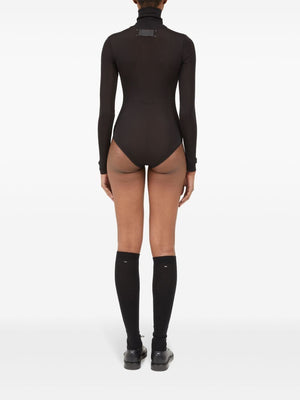 Áo Bodysuit Cổ Lọ Màu Đỏ Rượu Sang Trọng