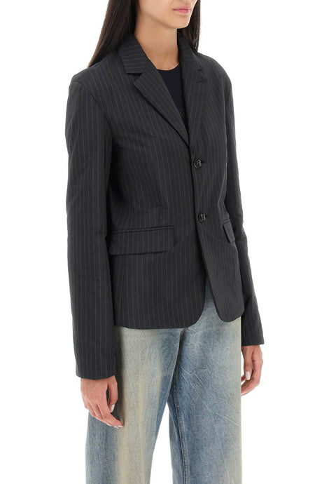 MM6 MAISON MARGIELA Deconstructed Pinstripe Blazer for Women - Black