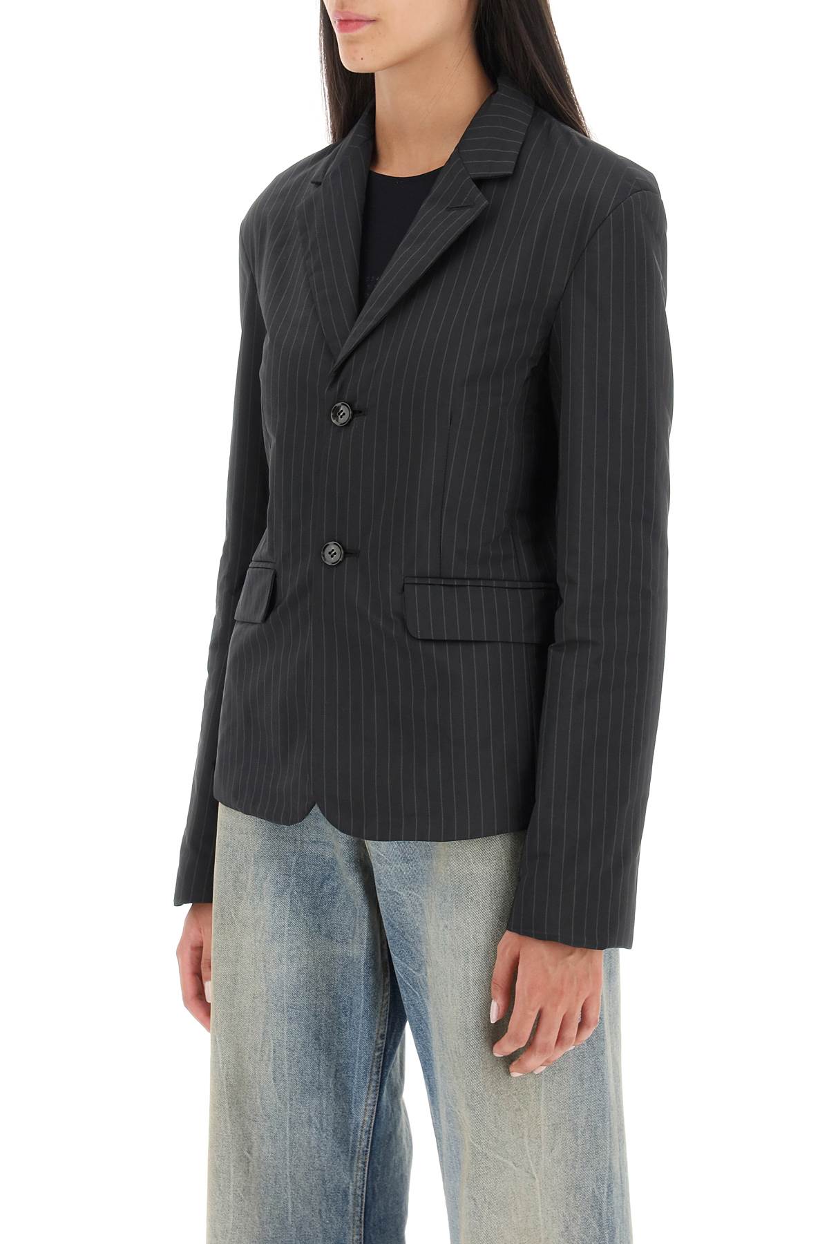 MM6 MAISON MARGIELA Deconstructed Pinstripe Blazer for Women - Black