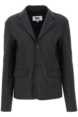 MM6 MAISON MARGIELA Deconstructed Pinstripe Blazer for Women - Black