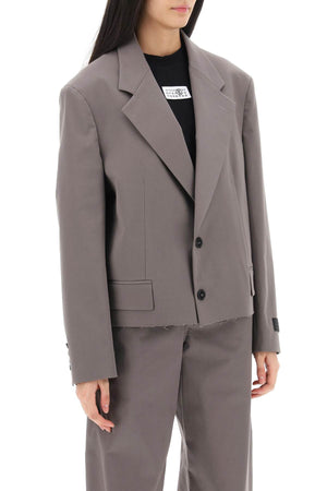 Cropped Blazer with Cut-Off Hem in Grey - SS24 Collection