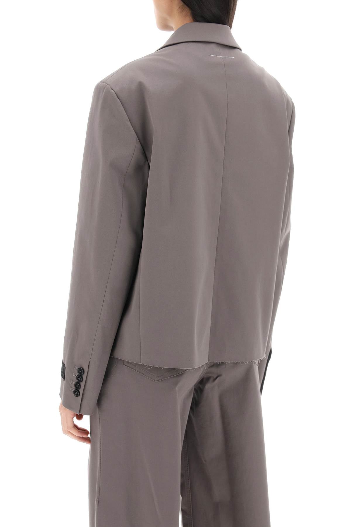 Cropped Blazer with Cut-Off Hem in Grey for Women - SS24 Collection