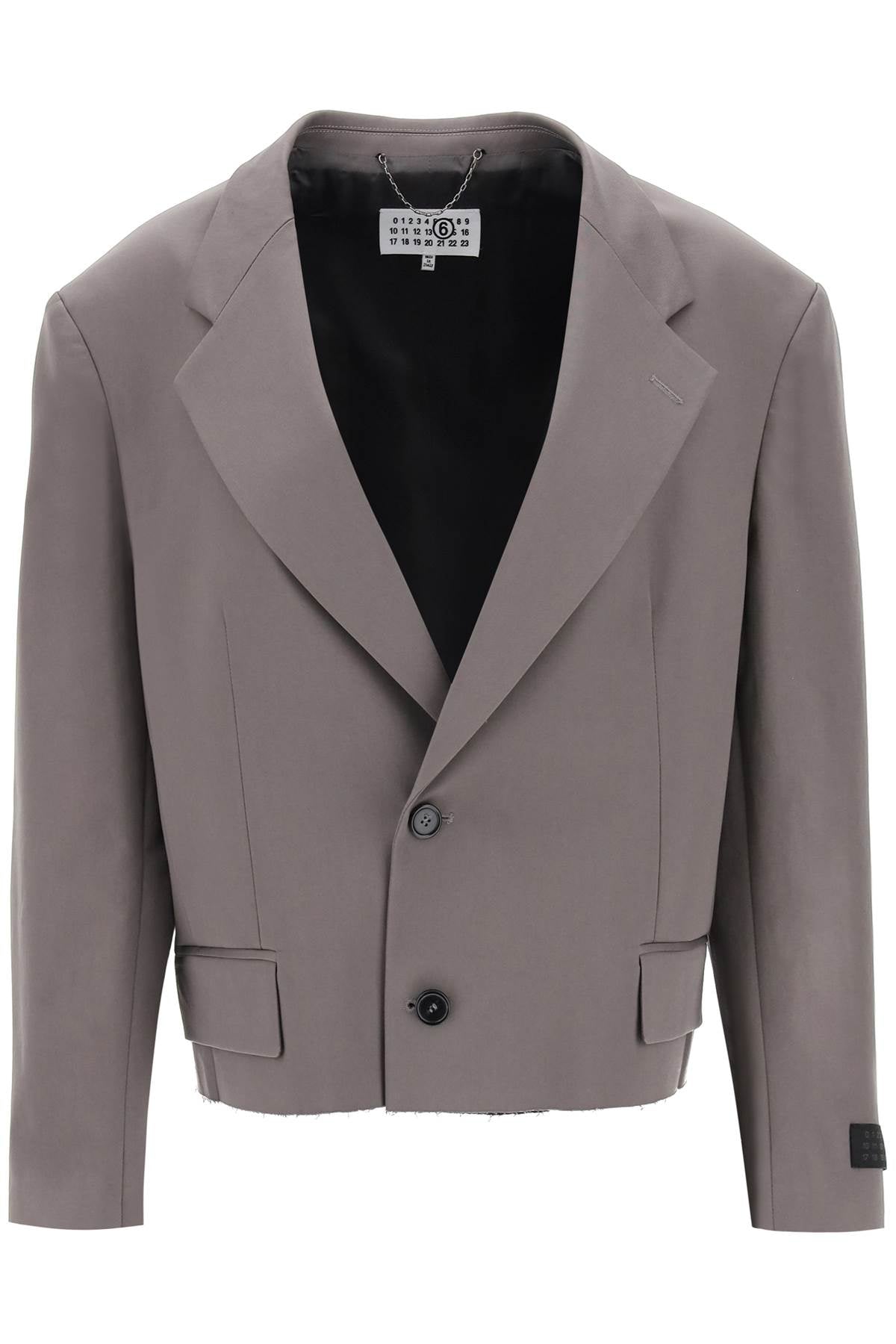 Cropped Blazer with Cut-Off Hem in Grey - SS24 Collection