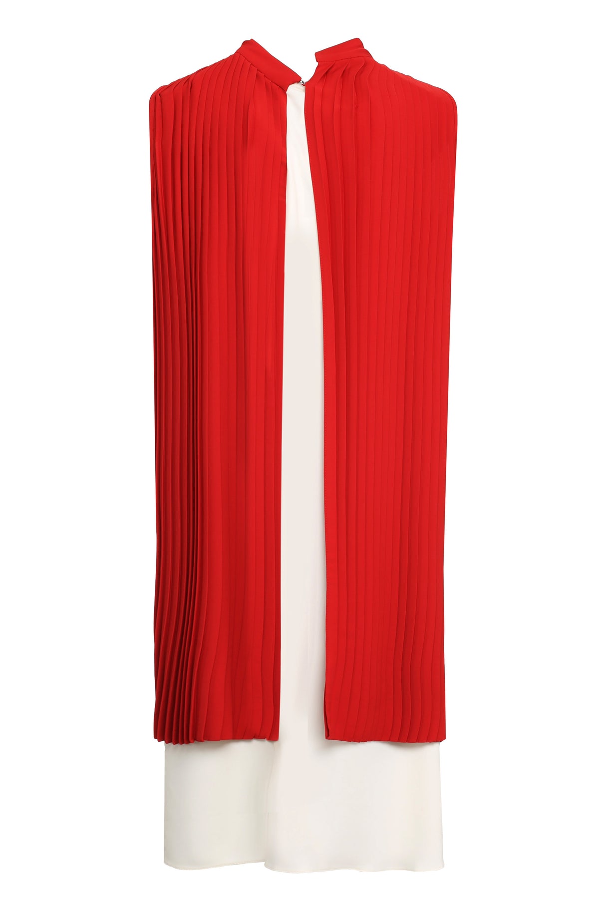 Đầm Pleated Layered đỏ với cúc dây cho phái nữ