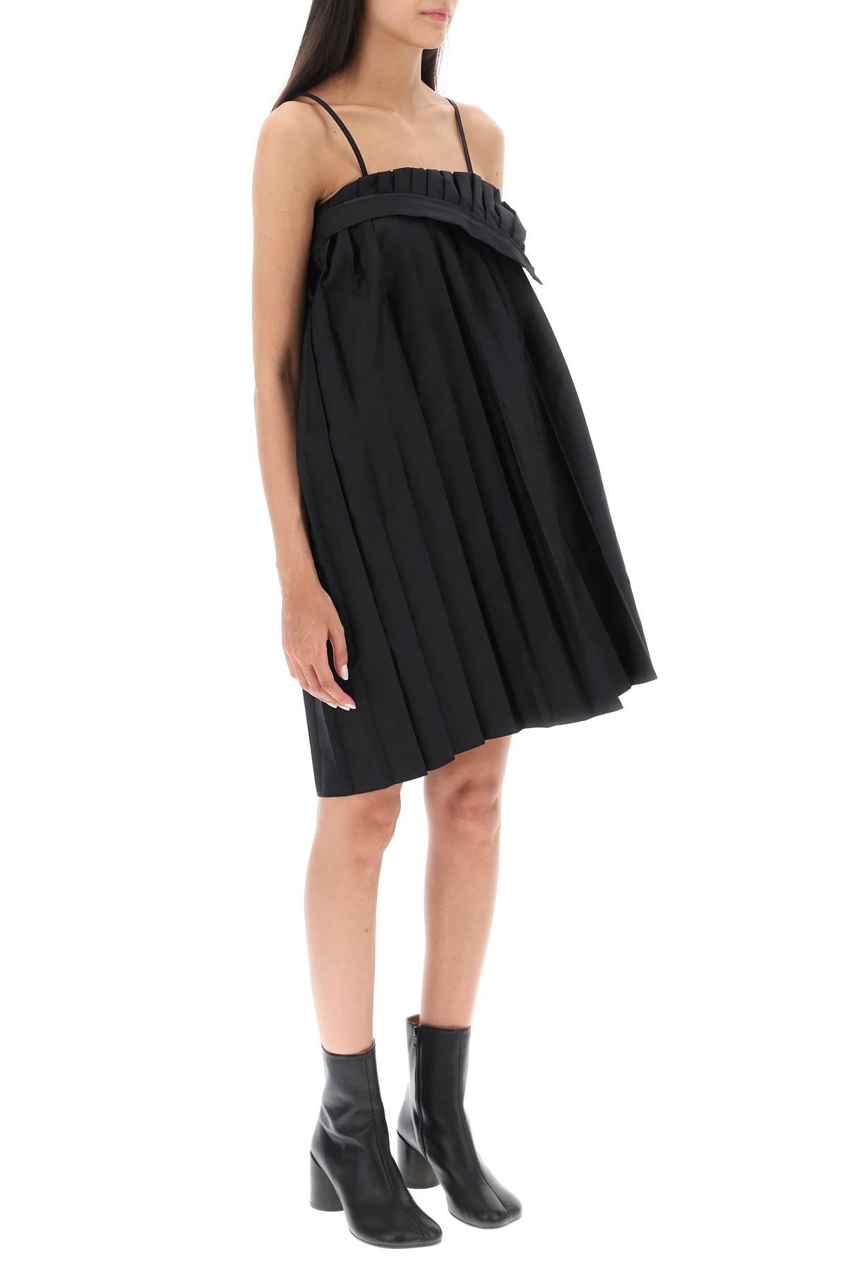 MM6 MAISON MARGIELA Black Pleated Mini Dress from Maison Margiela's MM6 Collection