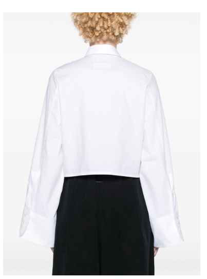 MM6 MAISON MARGIELA Cropped White Cotton Poplin Shirt