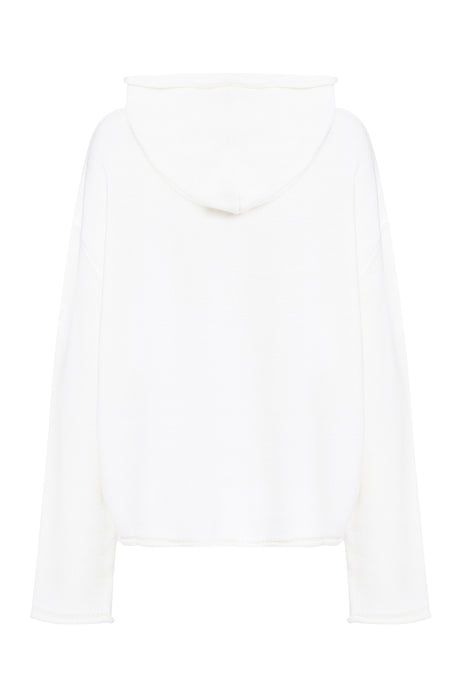 MM6 MAISON MARGIELA Cozy Ivory Knit Hoodie for Women - FW23 Collection