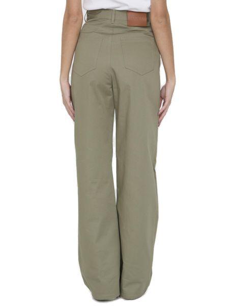 LOEWE Women's Military Green High-Waisted Cotton Pants