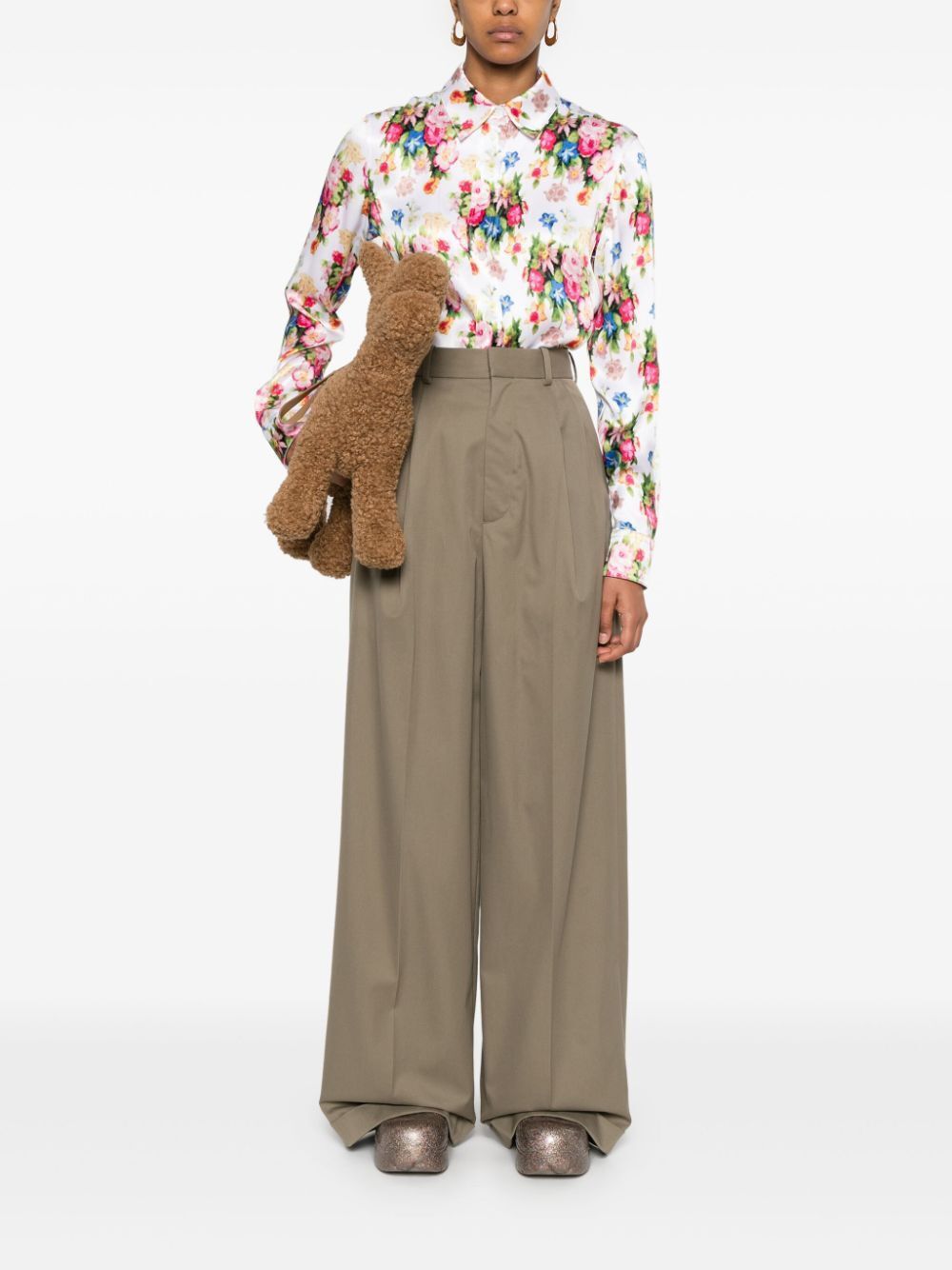 LOEWE Pleated Cotton Trousers for Women