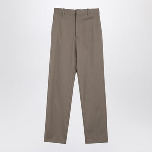 LOEWE Chic Khaki Silk-Cotton Trousers for Women