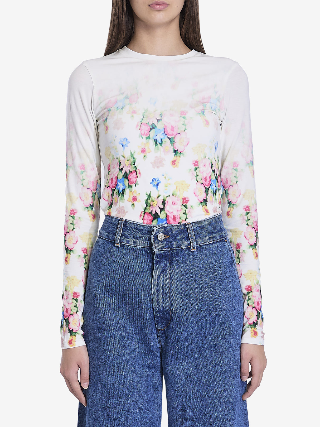 LOEWE Floral Print Long-Sleeved Modal Top - Slim Fit