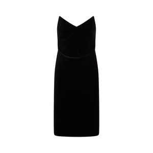 Sleek Black Bustier Midi Dress for Women