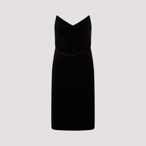 Sleek Black Bustier Midi Dress for Women