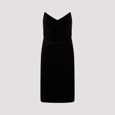 Sleek Black Bustier Midi Dress for Women