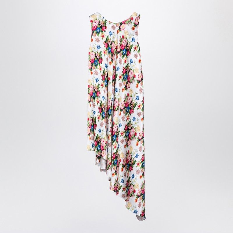 LOEWE Asymmetrical Floral Print Silk Mini Dress