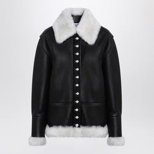 LOEWE Relaxed Fit Sheepskin Jacket with Contrast Collar for Women