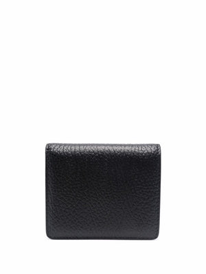 Black Leather Bi-Fold Wallet with Coin Holder for Men