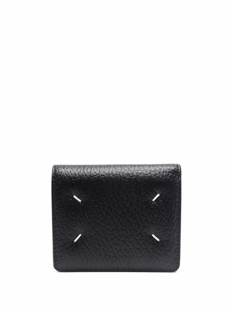 Black Pebbled Leather Bi-fold Wallet for Women