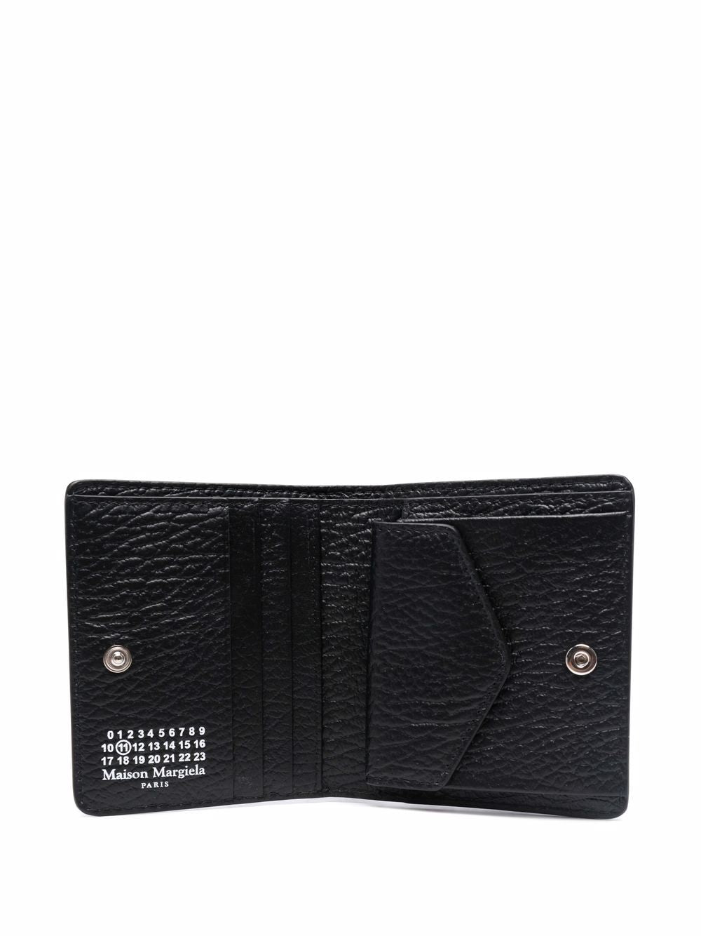 MAISON MARGIELA Black Pebbled Leather Bi-fold Wallet for Women