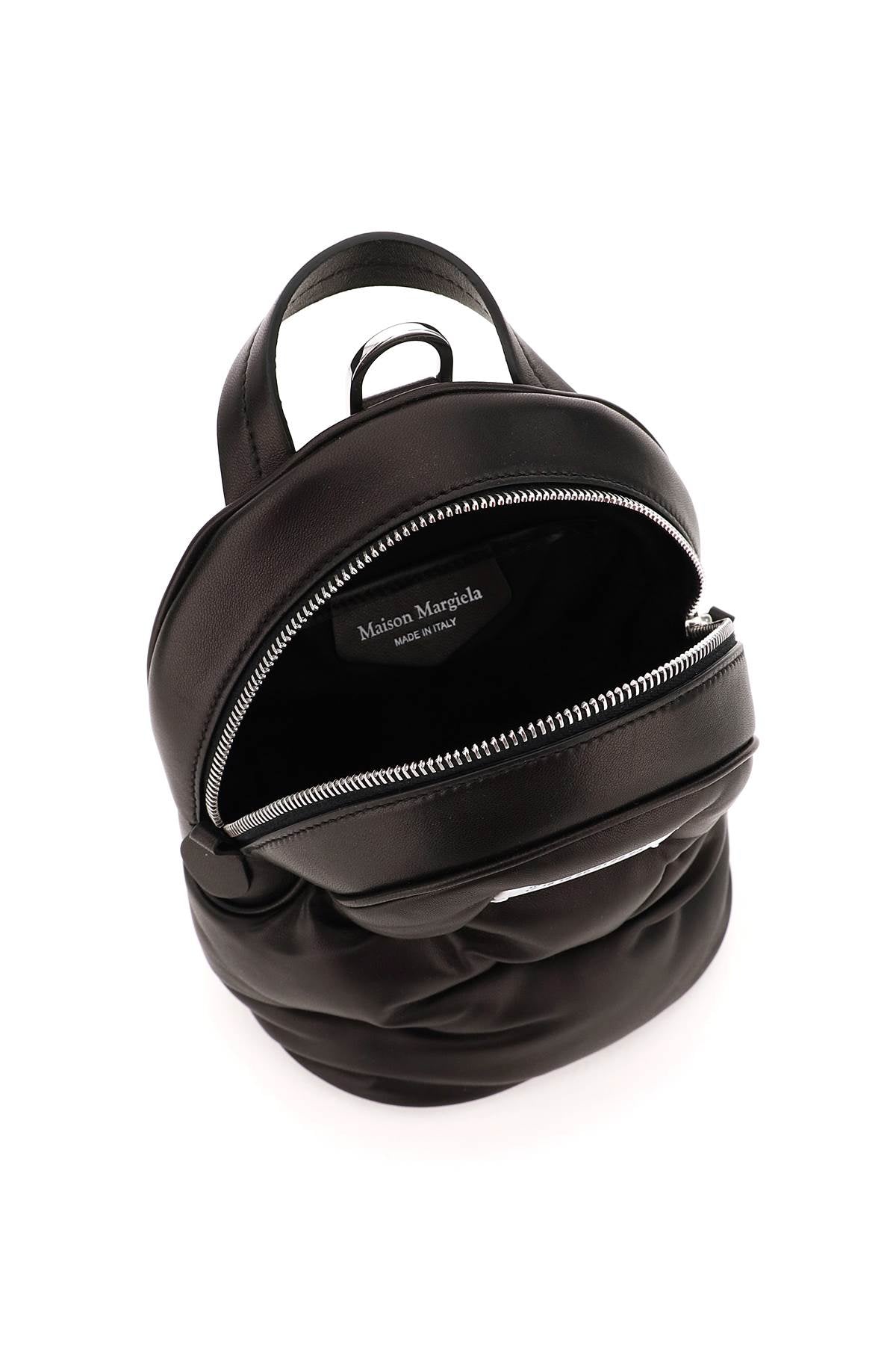 حقيبة ظهر جلد مبطنة سوداء للرجال بحزام قابل للفصل