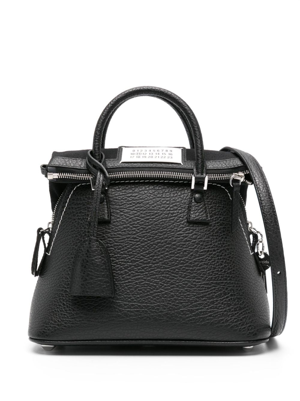 MAISON MARGIELA Black Grained Texture Layered Handbag for Women