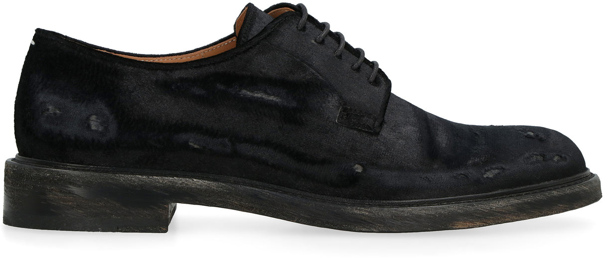 Black Chenille Lace-Up Dress Shoes for Men