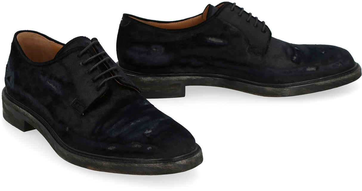 Black Chenille Lace-Up Dress Shoes for Men