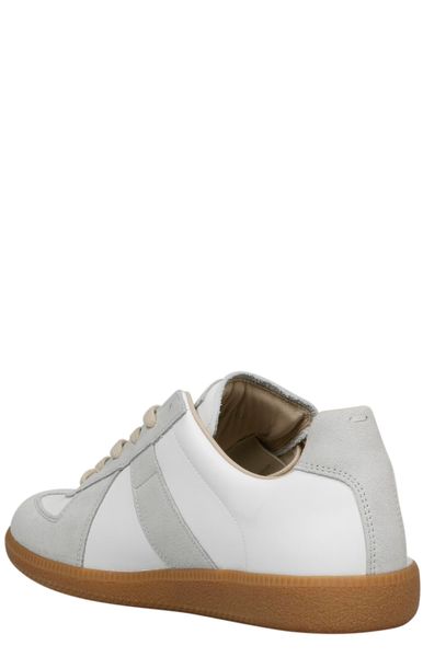 MAISON MARGIELA Men's Leather Sneakers with Suede Inserts and Signature Stitch - SS24