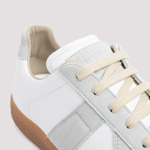 MAISON MARGIELA Men's Leather Sneakers with Suede Inserts and Signature Stitch - SS24