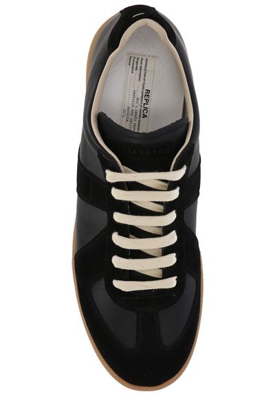 MAISON MARGIELA Men's Leather Sneakers with Suede Inserts and Signature Stitch - SS24