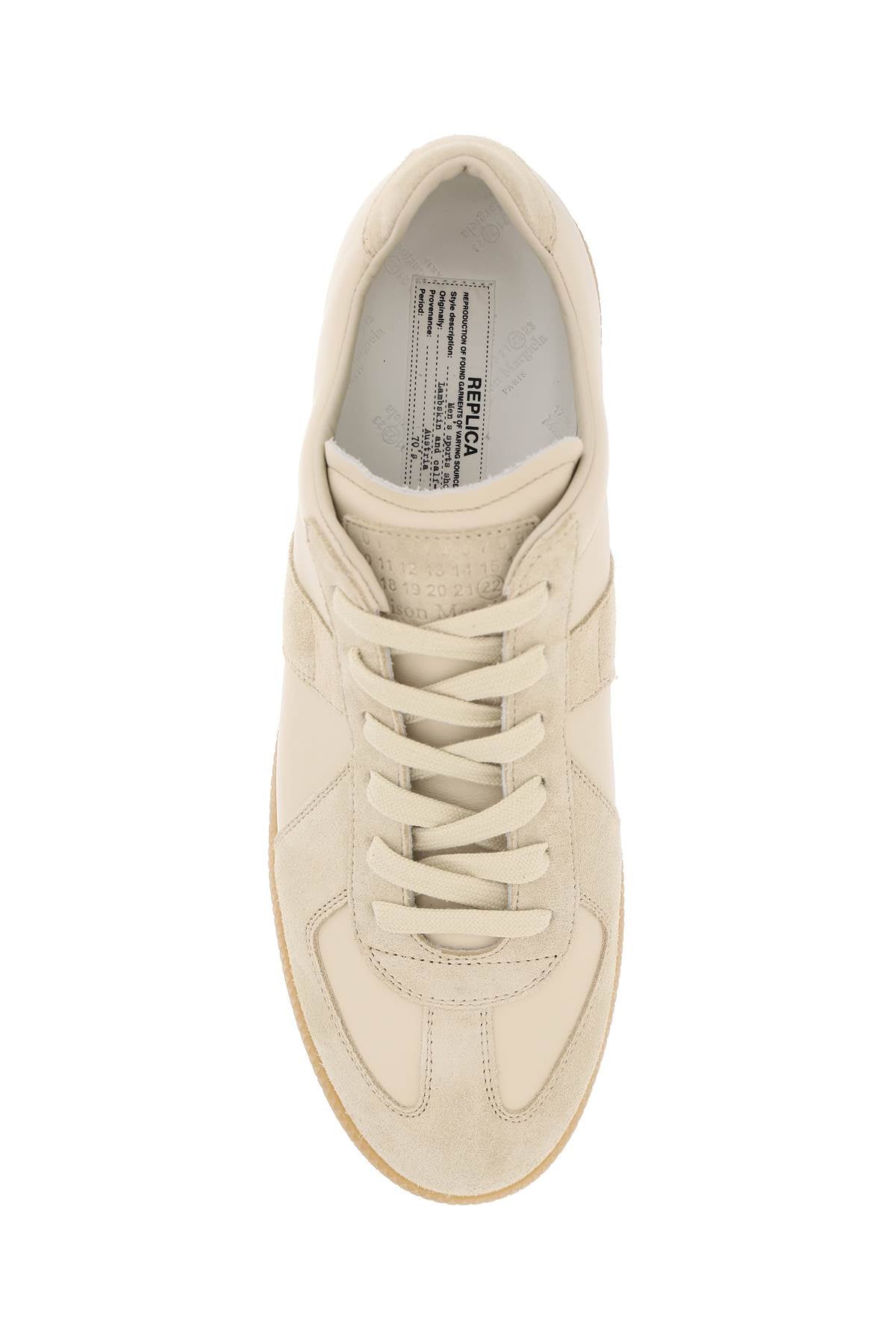 MAISON MARGIELA Men's Leather Sneakers with Suede Inserts and Signature Stitch - SS24