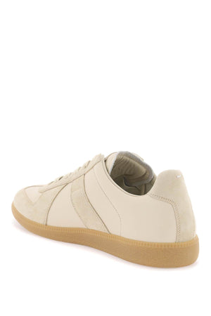 MAISON MARGIELA Men's Leather Sneakers with Suede Inserts and Signature Stitch - SS24