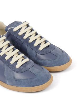 MAISON MARGIELA Men's Leather Sneakers with Suede Inserts and Signature Stitch - SS24