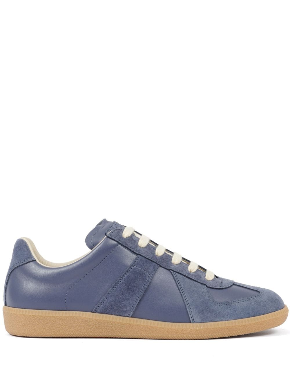 MAISON MARGIELA Men's Leather Sneakers with Suede Inserts and Signature Stitch - SS24