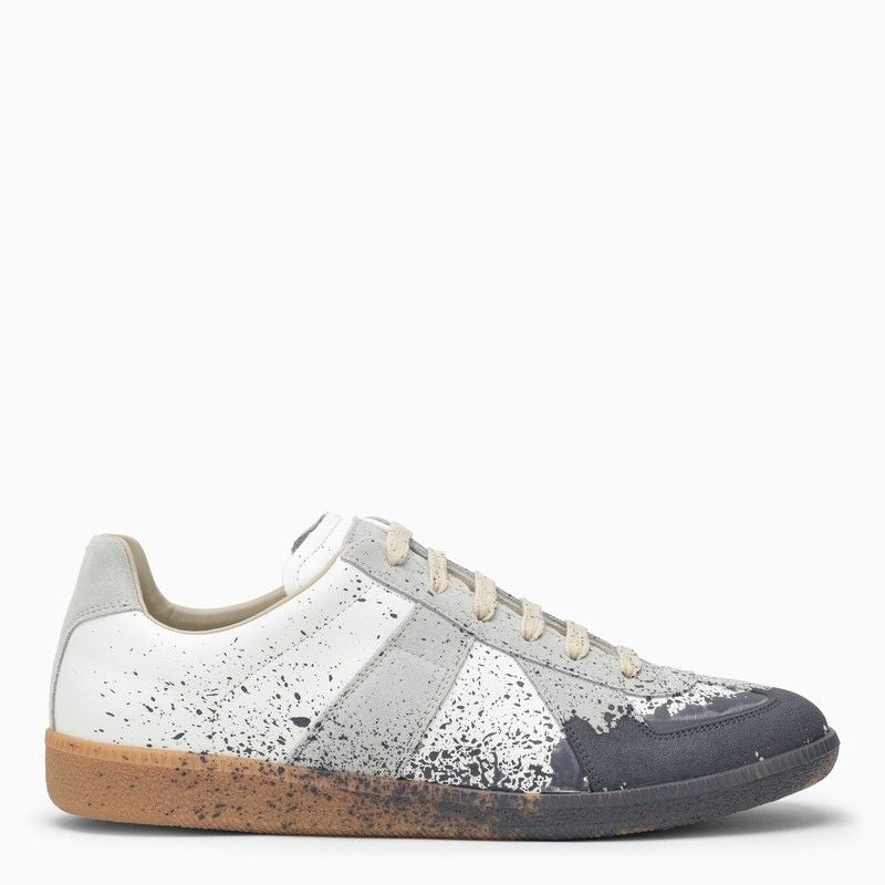 MAISON MARGIELA White Patent Leather Splatter Trainers for Men