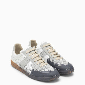 MAISON MARGIELA White Patent Leather Splatter Trainers for Men