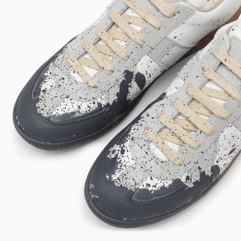 MAISON MARGIELA White Patent Leather Splatter Trainers for Men