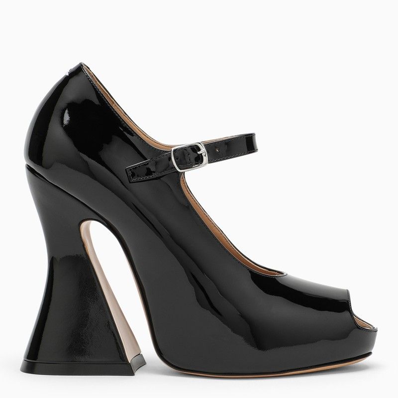 MAISON MARGIELA Black Patent Leather Mary Jane Pumps for Women