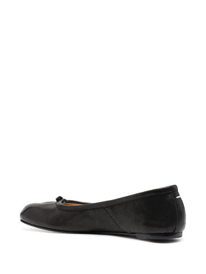 MAISON MARGIELA Black Leather Ballerina Flats for Women - FW23