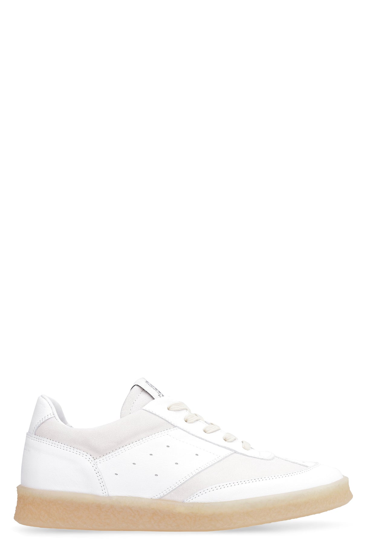 MM6 MAISON MARGIELA White Low-Top Sneakers with Suede Inserts for Women