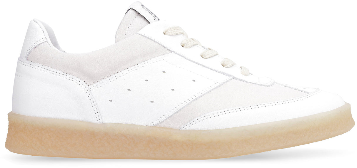 MM6 MAISON MARGIELA White Low-Top Sneakers with Suede Inserts for Women