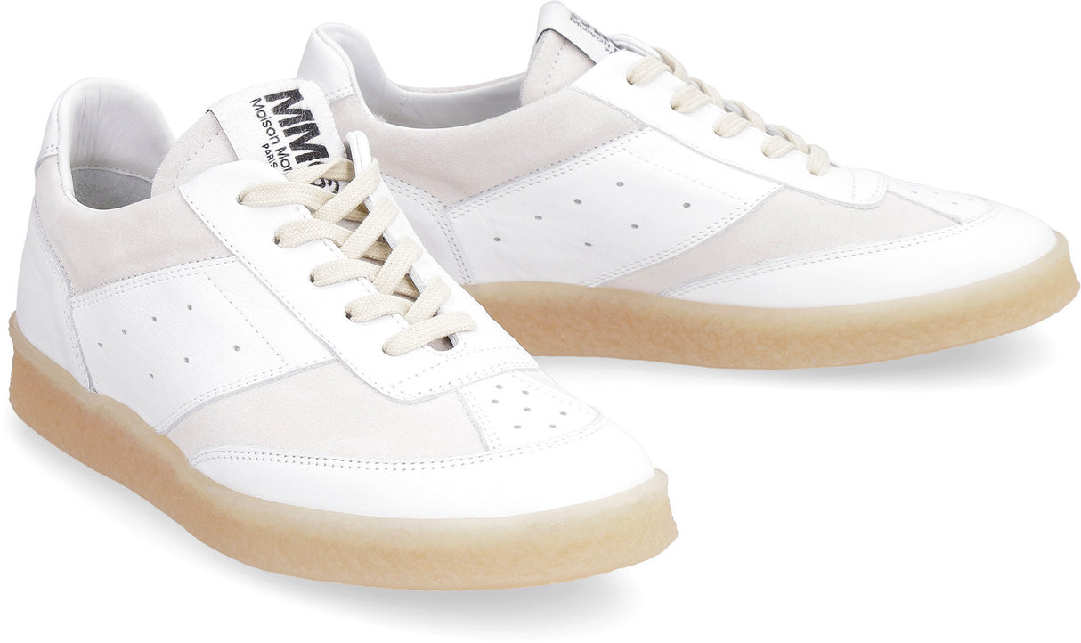 MM6 MAISON MARGIELA White Low-Top Sneakers with Suede Inserts for Women