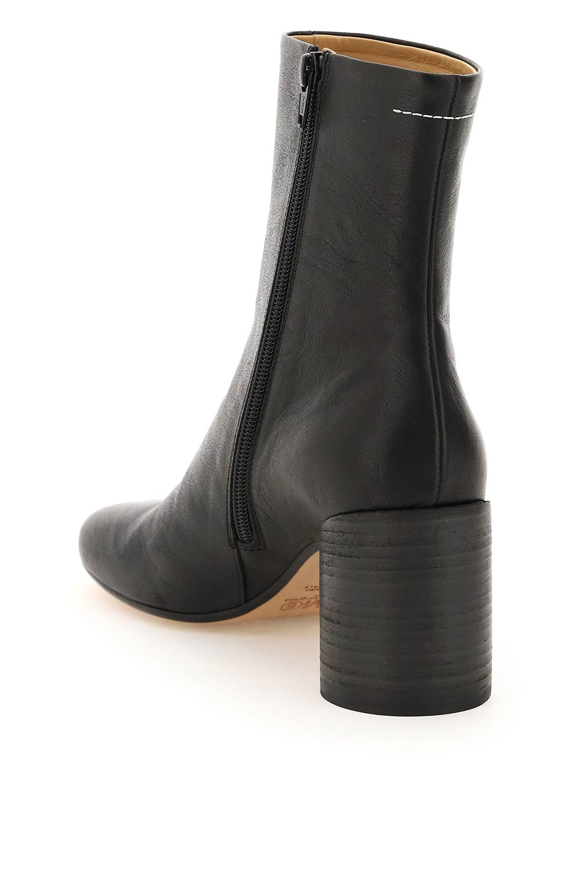 MM6 MAISON MARGIELA Anatomic 75 Black Leather Ankle Boots